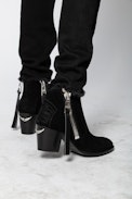 Molly Suede Zip Ankle Boots - Women’s black heeled ankle boots in suede leather.