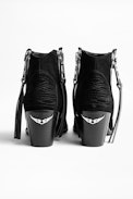 Molly Suede Zip Ankle Boots - Women’s black heeled ankle boots in suede leather.