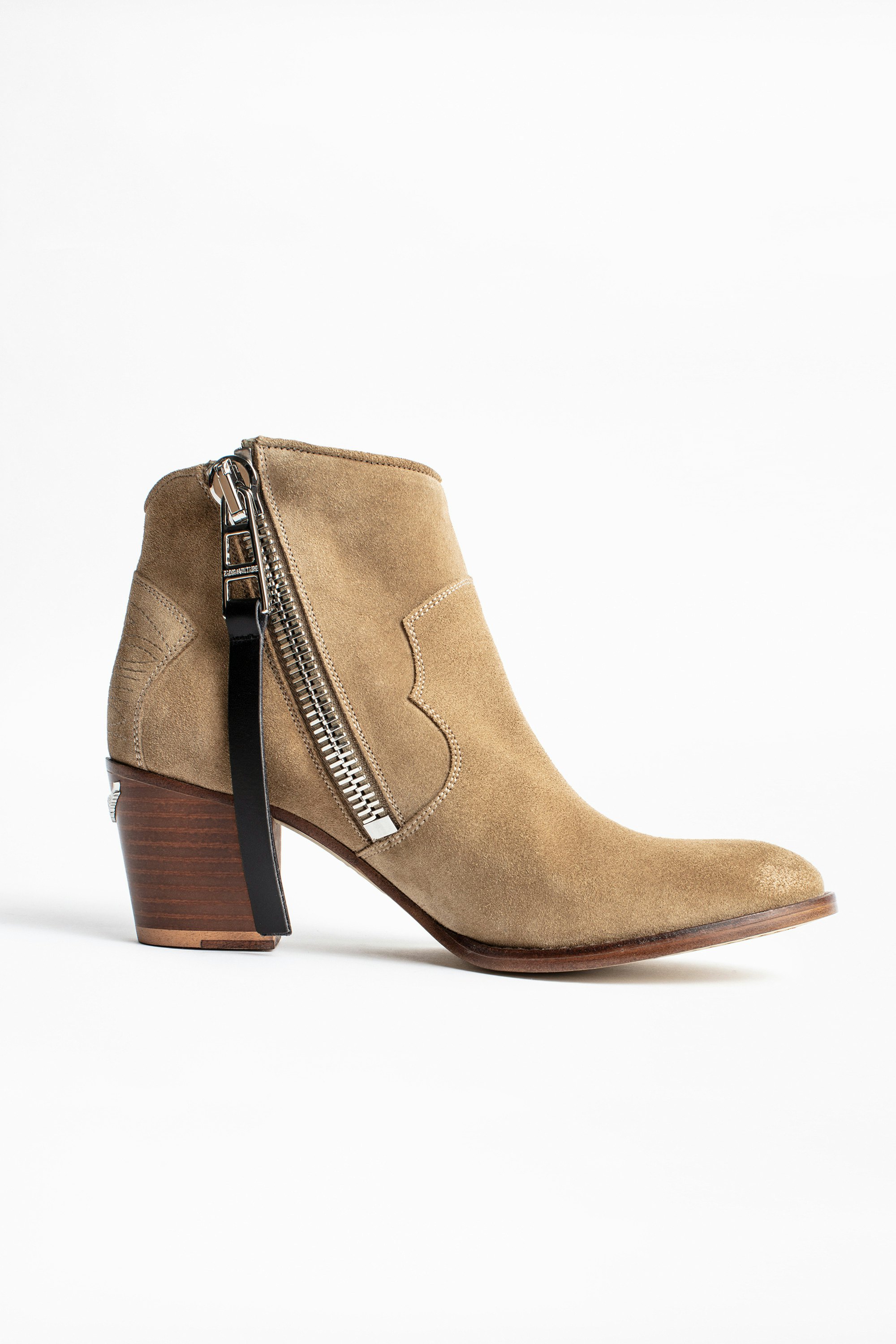 Molly Suede Zip Ankle Boots - Women’s heeled ankle boots in suede leather.