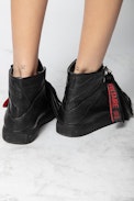 Sneakers ZV1747 High Flash Zip - Baskets montantes noires femme en cuir.