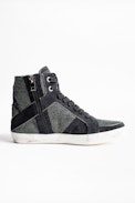 High Flash Lurex Sneakers - Women’s high top sneakers, “lightning bolt” motif.