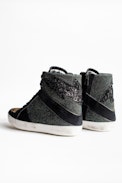 High Flash Lurex Sneakers - Women’s high top sneakers, “lightning bolt” motif.