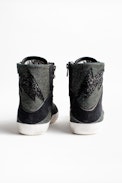 High Flash Lurex Sneakers - Women’s high top sneakers, “lightning bolt” motif.