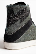 High Flash Lurex Sneakers - Women’s high top sneakers, “lightning bolt” motif.