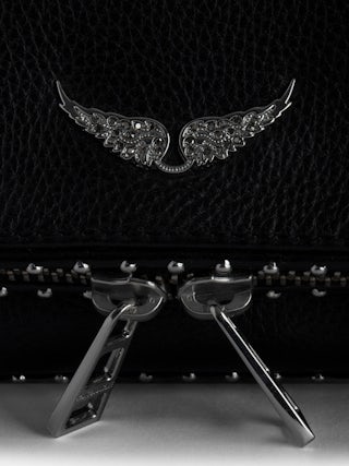 Rock Nano Studs Clutch - Iconic Rock Nano clutch in black leather with silver studs.