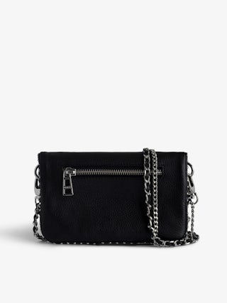 Rock Nano Studs Clutch - Iconic Rock Nano clutch in black leather with silver studs.