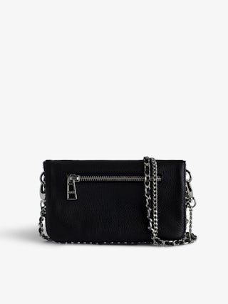 Rock Nano Studs Clutch - Iconic Rock Nano clutch in black leather with silver studs.