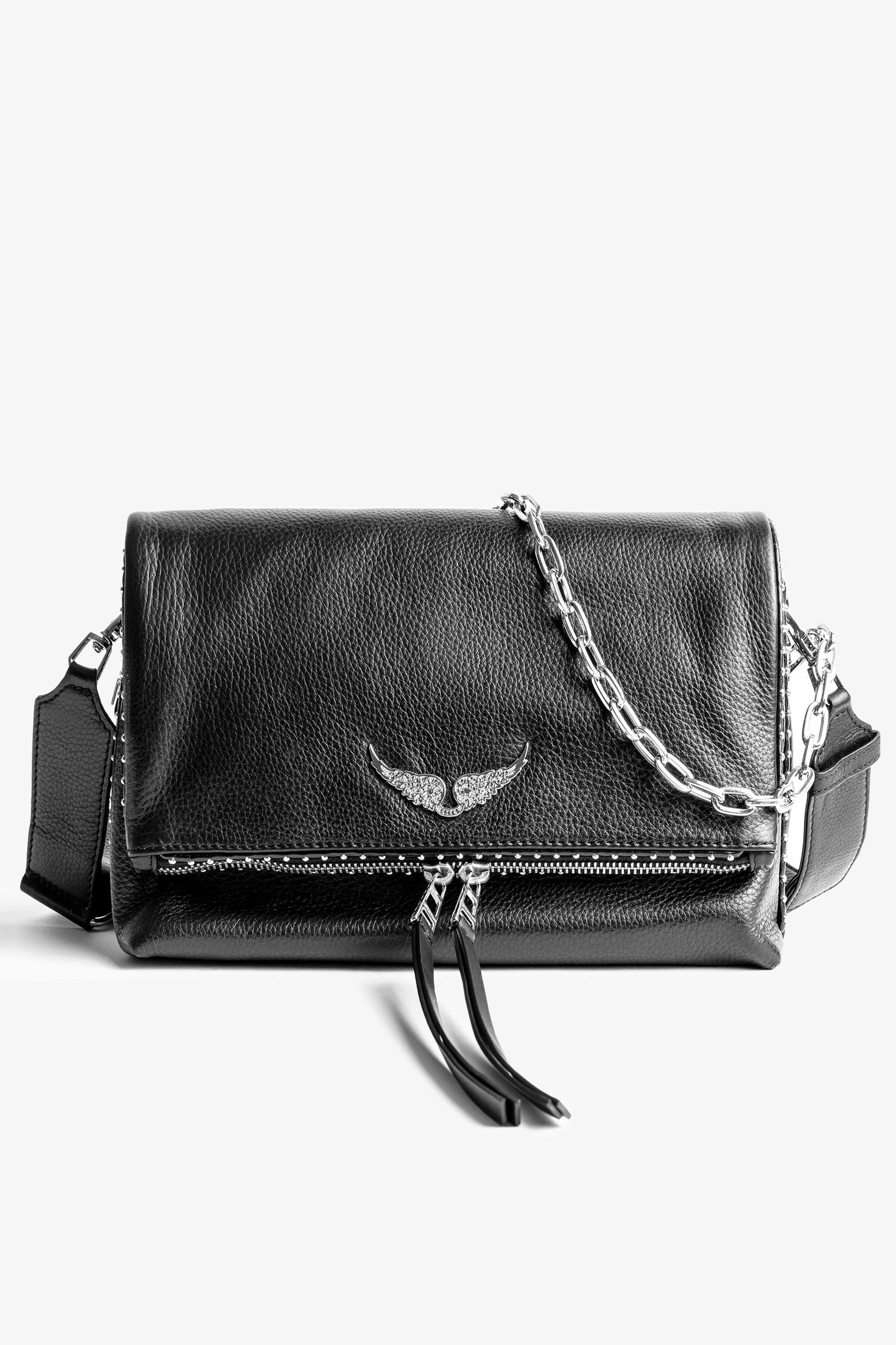 Rocky Studs Bag Women’s black leather bag embellished with studs.