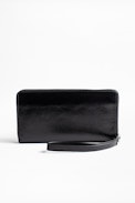 Brieftasche Compagnon Patent - Schwarze Damenbrieftasche aus Leder.
