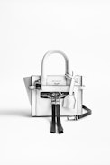 Tasche Candide Nano Zip - Kleine weiße Damentasche aus Glattleder.