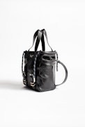 Tasche Bianca Nano Crush - Kleiner schwarzer Damenshopper aus Leder.