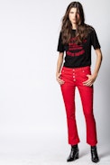Londa Denim Pants - Women’s red jeans.