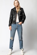 Blouson Lila Cuir - Veste noire en cuir femme