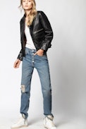 Blouson Lila Cuir - Veste noire en cuir femme