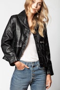 Blouson Lila Cuir - Veste noire en cuir femme