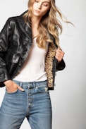 Blouson Lila Cuir - Veste noire en cuir femme