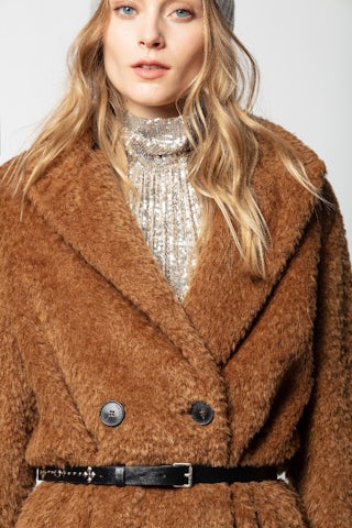 Abrigo Miko - Abrigo de pelo sintético para mujer.