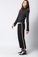 Pantalon Posh Militaire - Pantalon noir avec bandes.