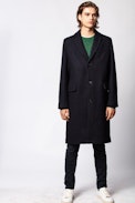 Mantel Matt Wool - Marineblauer Herrenmantel aus Wolle.