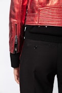 Blouson Lenni Cuir Metal - Veste en cuir rouge métallisée.