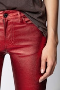 Phlame Metal Pants - Women’s metallic red pants.