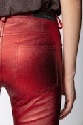 Phlame Metal Pants - Women’s metallic red pants.