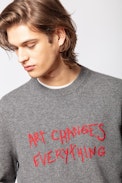 Pullover Liam Art - Herren-Kaschmirpullover mit Stickerei auf Vorderseite.