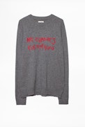 Pullover Liam Art - Herren-Kaschmirpullover mit Stickerei auf Vorderseite.
