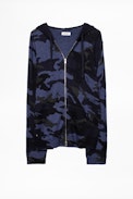 Clash Camou Cardigan - Men’s zip-up hooded cardigan, camouflage print.