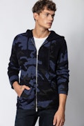 Clash Camou Cardigan - Men’s zip-up hooded cardigan, camouflage print.