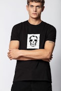 Tommy Small Skull T-shirt - Men's black T-shirt, printed on the front.