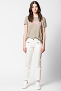 T-shirt Walk Funky Overdyed - T-shirt à message femme.