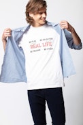 Tibo Real Life T-shirt - Men's white T-shirt, printed on the front.