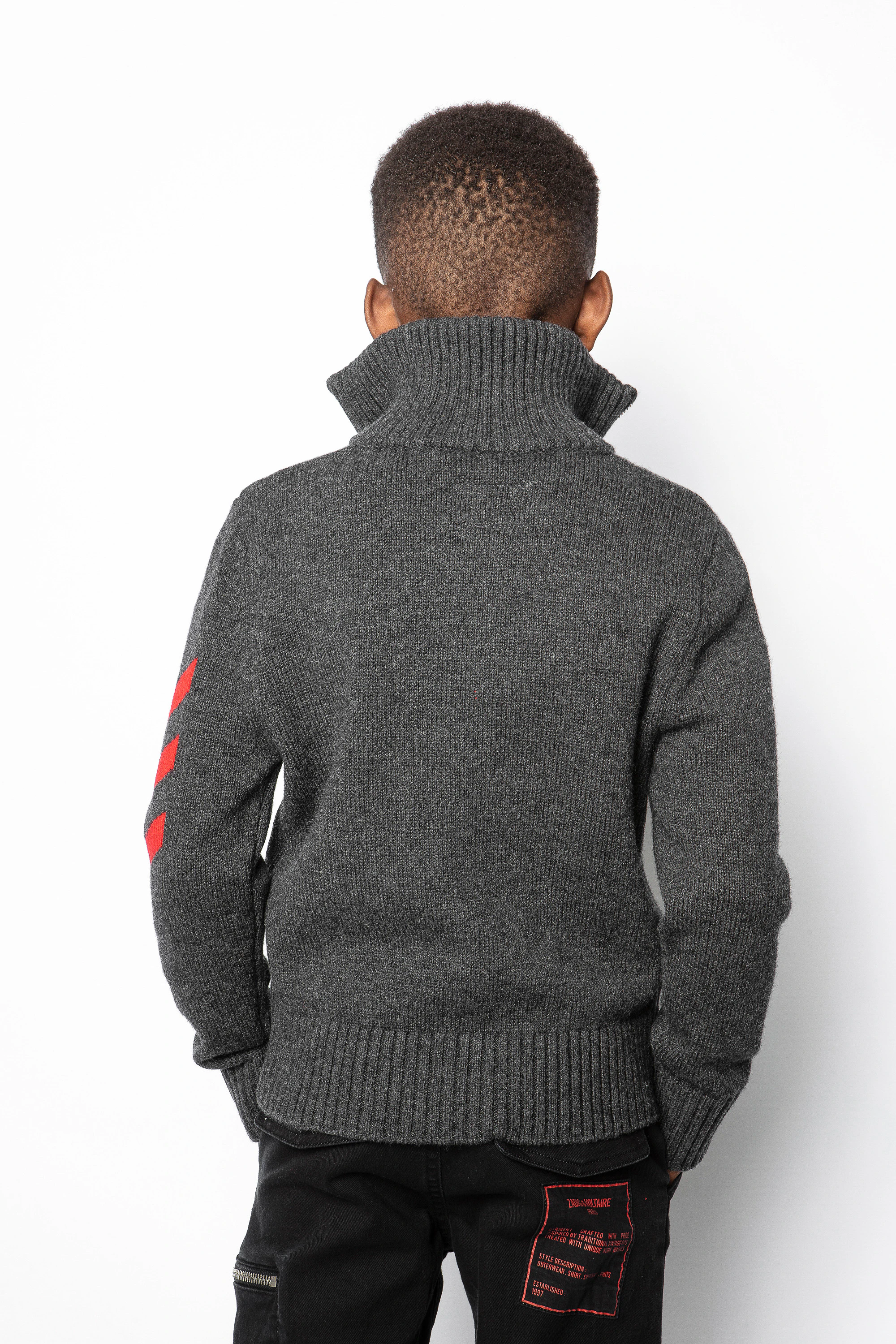Pull Garçon TU - 100% Coton, Gris, Taille 12 Ans, Col Rond, Manches Longues, Occasion Très Bon état