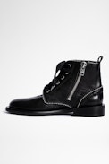 Laureen Roma Studs Ankle Boots - Women’s black leather lace-up ankle boots.
