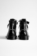 Laureen Roma Studs Ankle Boots - Women’s black leather lace-up ankle boots.
