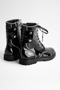 Stiefeletten Joe Wrinkle Studs - Schwarze Ranger-Damenstiefeletten aus Leder