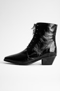 Botines Tyler Laced Vintage - Botines negros de piel con cordones para mujer