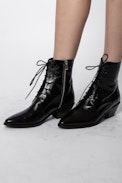Botines Tyler Laced Vintage - Botines negros de piel con cordones para mujer