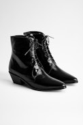 Botines Tyler Laced Vintage - Botines negros de piel con cordones para mujer