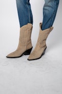 Bottes Rockland Suede - Bottes beige en cuir suédé femme