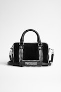 Sac Sunny XS Suede Studs - Petit sac noir femme en cuir suédé agrémenté de clous