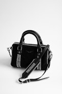 Sac Sunny XS Suede Studs - Petit sac noir femme en cuir suédé agrémenté de clous