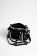 Sac Sunny XS Suede Studs - Petit sac noir femme en cuir suédé agrémenté de clous