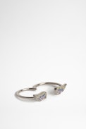 Mila Twist Toi Et Moi Ring - Silver-tone brass two-finger ring with wings