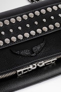 Pochette Rock Studs Outline - Pochette noire femme en cuir grainé agrémentée de clous