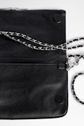 Pochette Rock Studs Outline - Pochette noire femme en cuir grainé agrémentée de clous