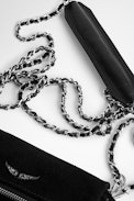Sac Rockson Nano Fringes Suede - Petite pochette femme en cuir suédé noire