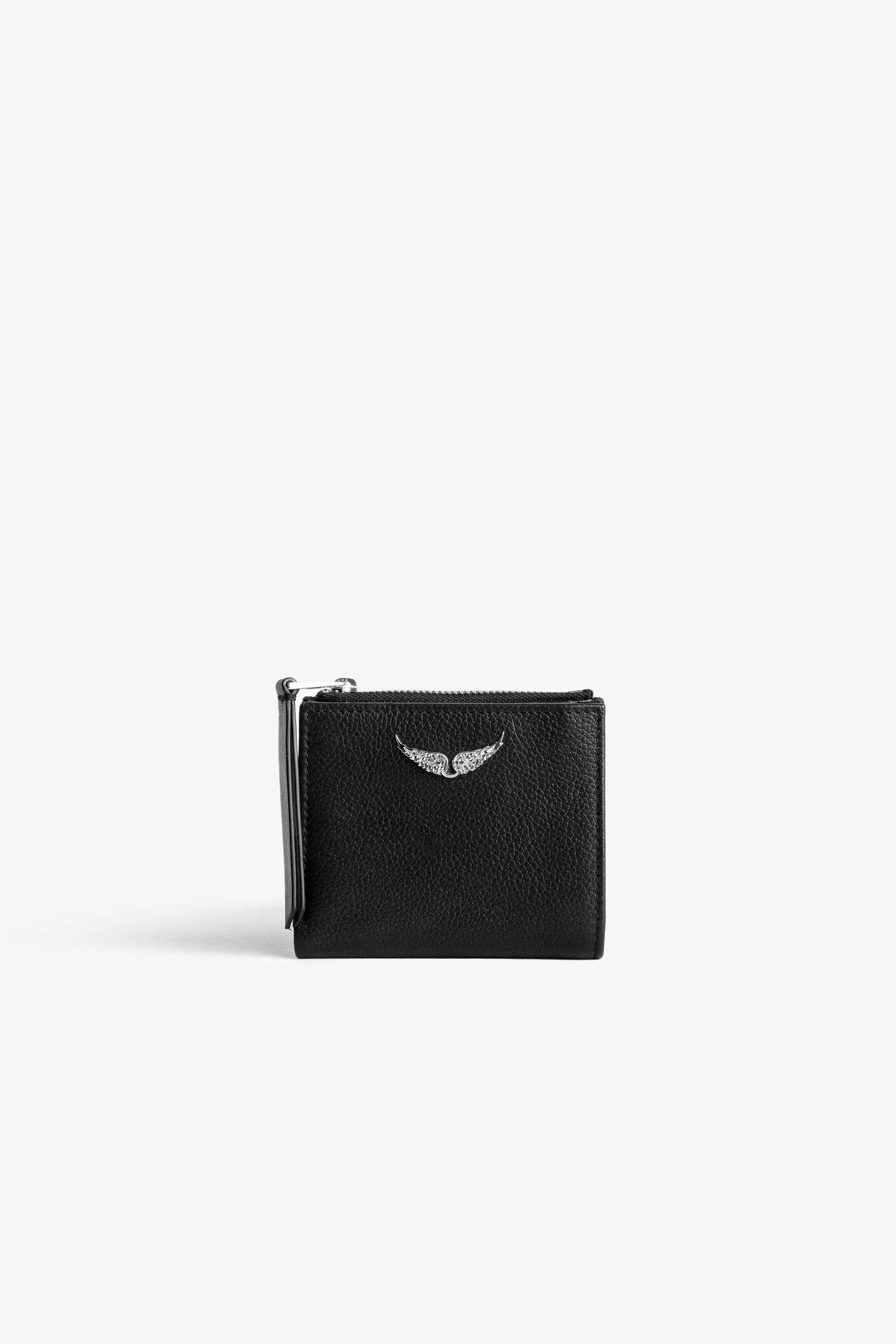 Portemonnaie ZV Fold - Schwarzes Portemonnaie aus genarbtem Leder