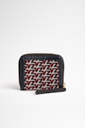 ZV Initiale Le Compact Monogram Coin Purse - Women’s black leather and French jacquard canvas coin purse